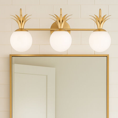Palma 3 Light 24 inch Heritage Brass Vanity Light Wall Light