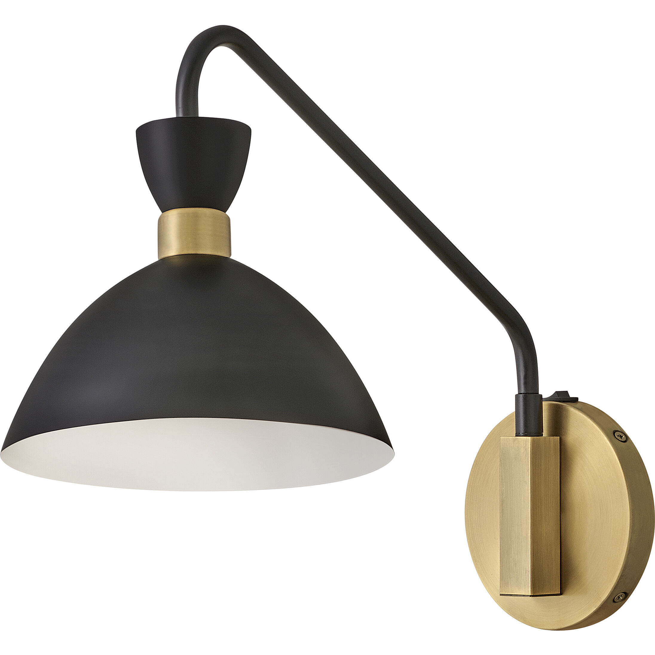 Simon LED 8 inch Black with Heritage Brass accents Sconce Wall Light
