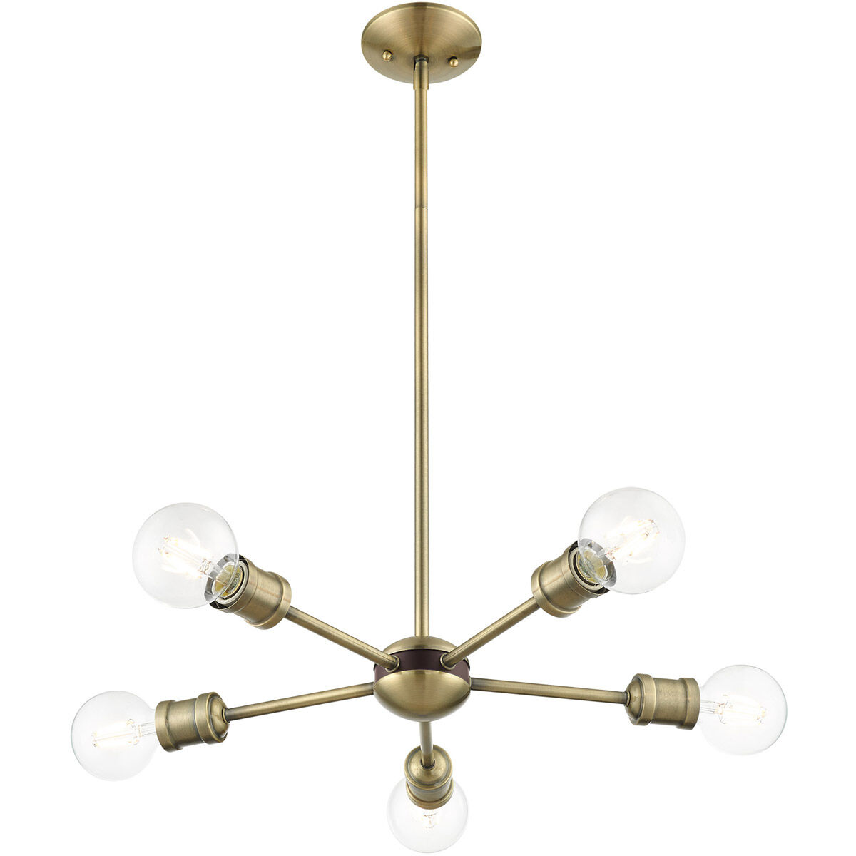 Lansdale 5 Light 19 inch Antique Brass with Bronze Accents Chandelier Ceiling Light