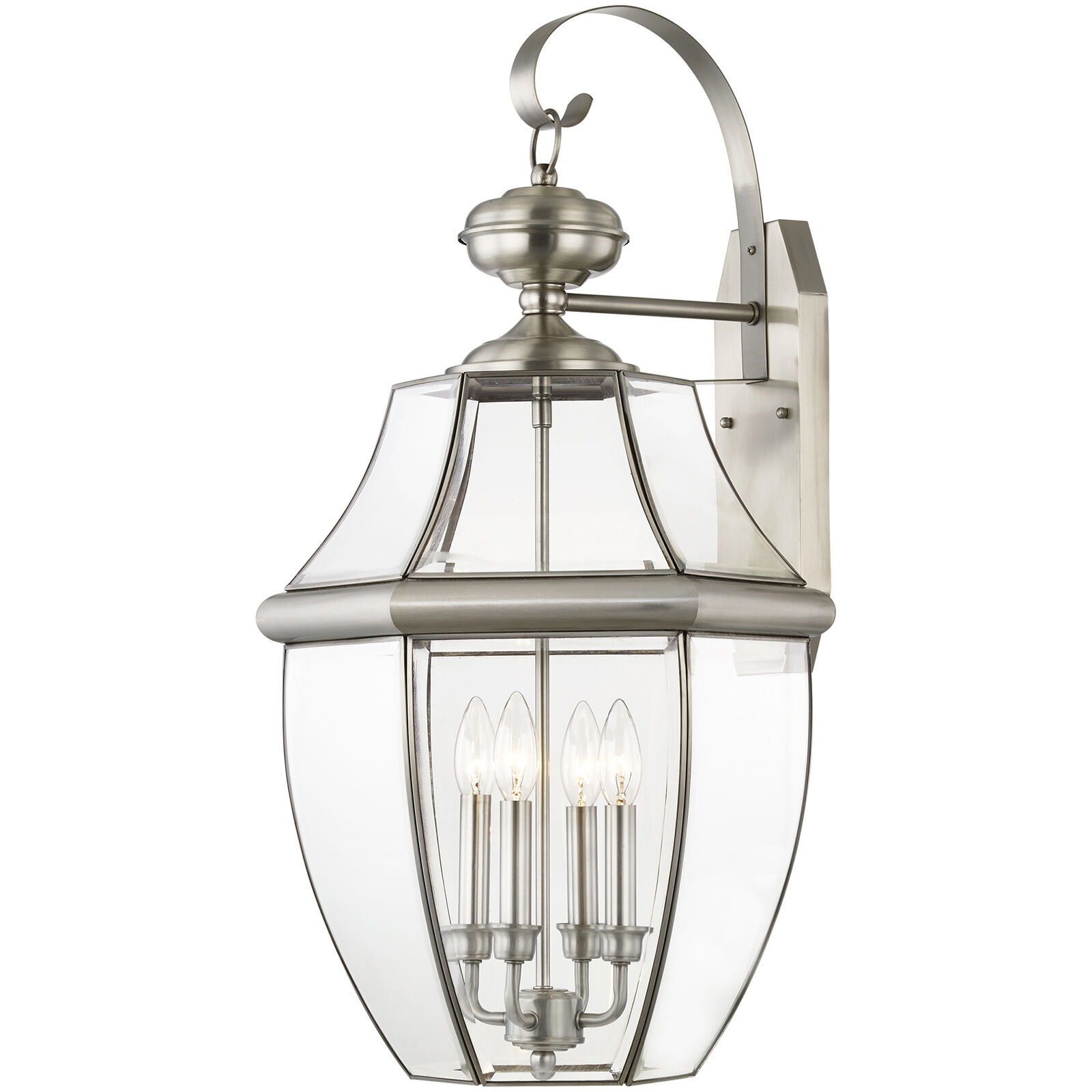 Monterey 4 Light 30 inch Brushed Nickel Outdoor Wall Lantern