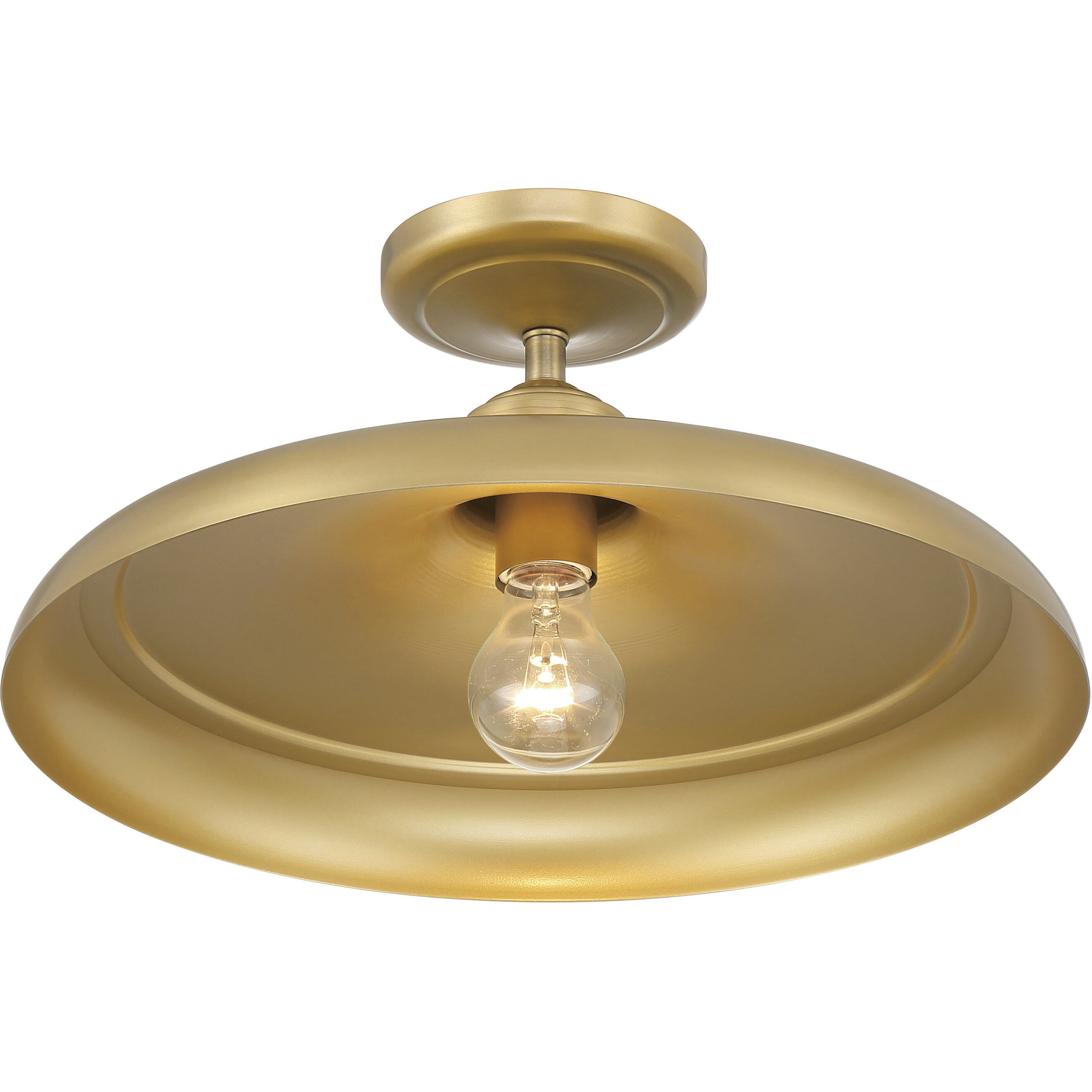 Crowne 1 Light 16 inch Legacy Brass Semi Flush Ceiling Light