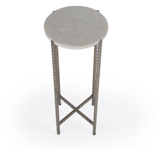 Nigella Marble and Silver Cross Legs Side Table in Multi-Color