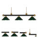 Riviera 3 Light 57 inch Bronze and Satin Gold Billiard Ceiling Light in 12.25, Dark Green Steel