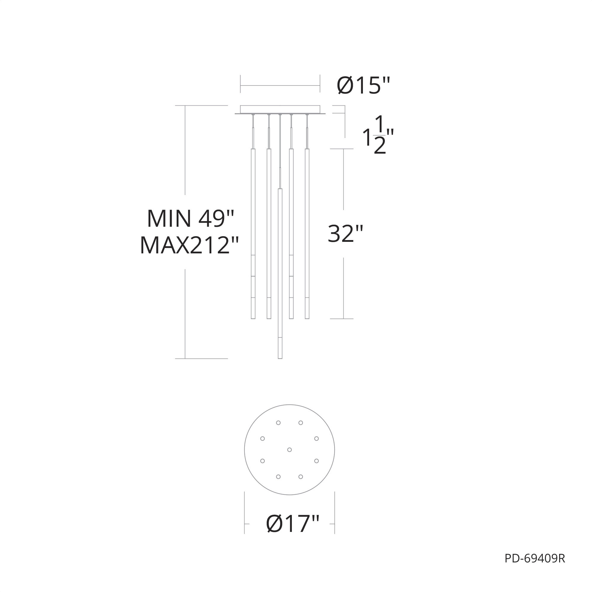 Viggo LED 17 inch Black Multi-Light Pendant Ceiling Light, dweLED