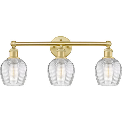 Norfolk 3 Light 23.75 inch Satin Gold Bath Vanity Light Wall Light in Clear