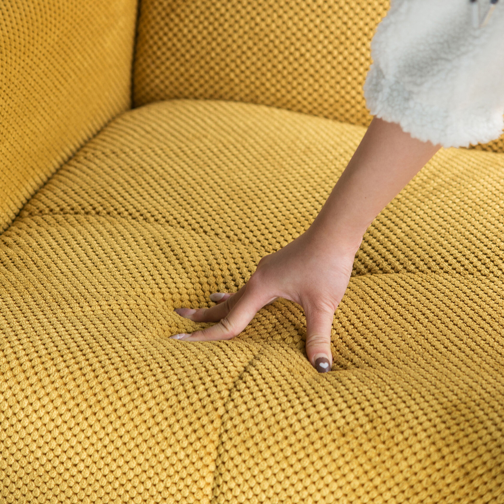 Large Biscuit Tufted Mustard Sofa
