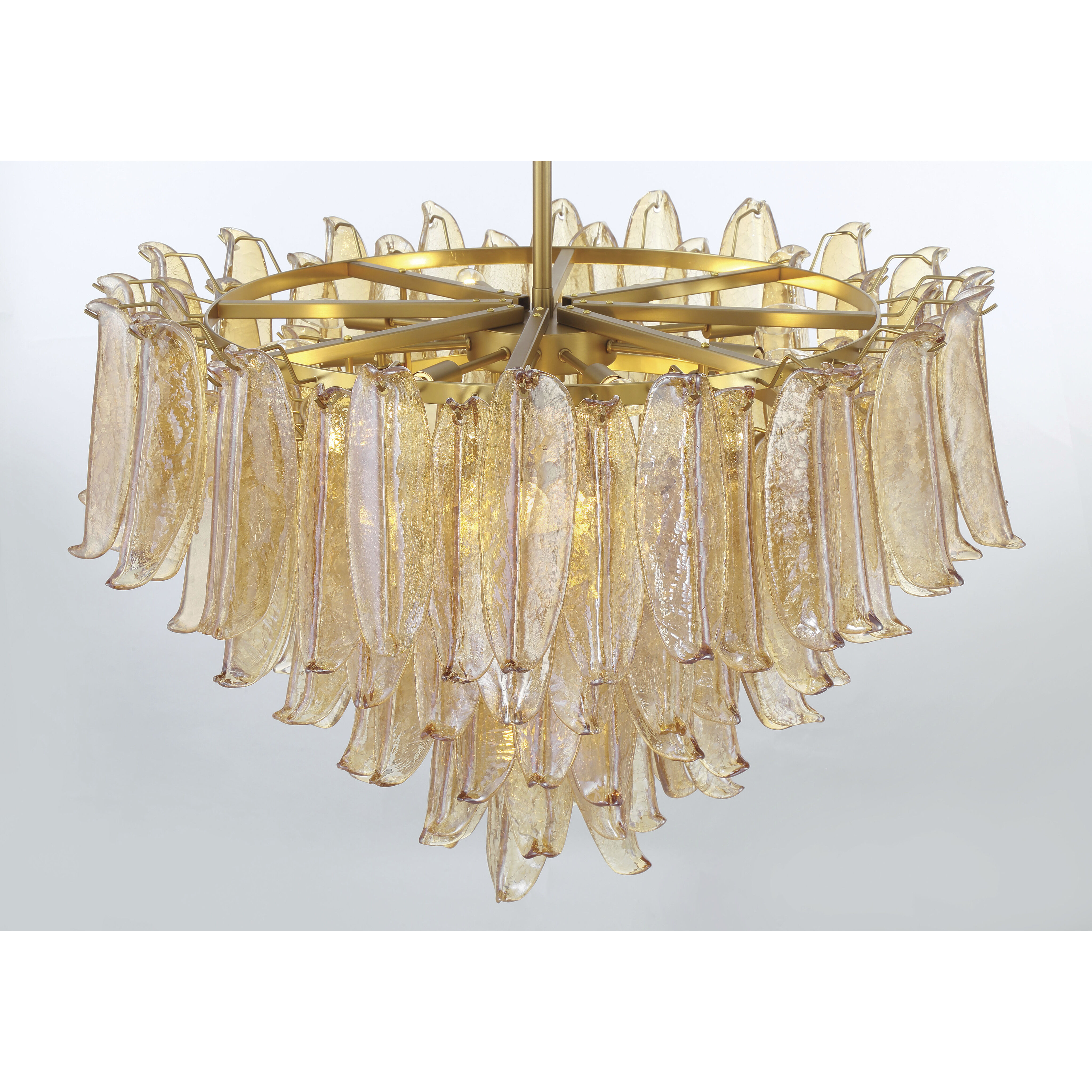 Regent 17 Light 36.75 inch Legacy Brass Chandelier Ceiling Light in Amber Crackled Glass