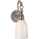 Chapman & Myers Boston 1 Light 4.75 inch Antique Nickel Loop Arm Bath Sconce Wall Light in White