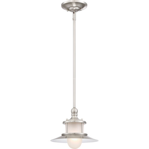 New England 1 Light 10 inch Brushed Nickel Mini Pendant Ceiling Light