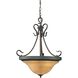 Buckingham 3 Light 20 inch Vintage Antique with Amber Pendant Ceiling Light