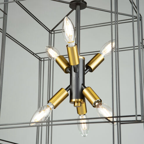 Artisan 6 Light 17 inch Black and Brushed Brass Multi Light Pendant Ceiling Light