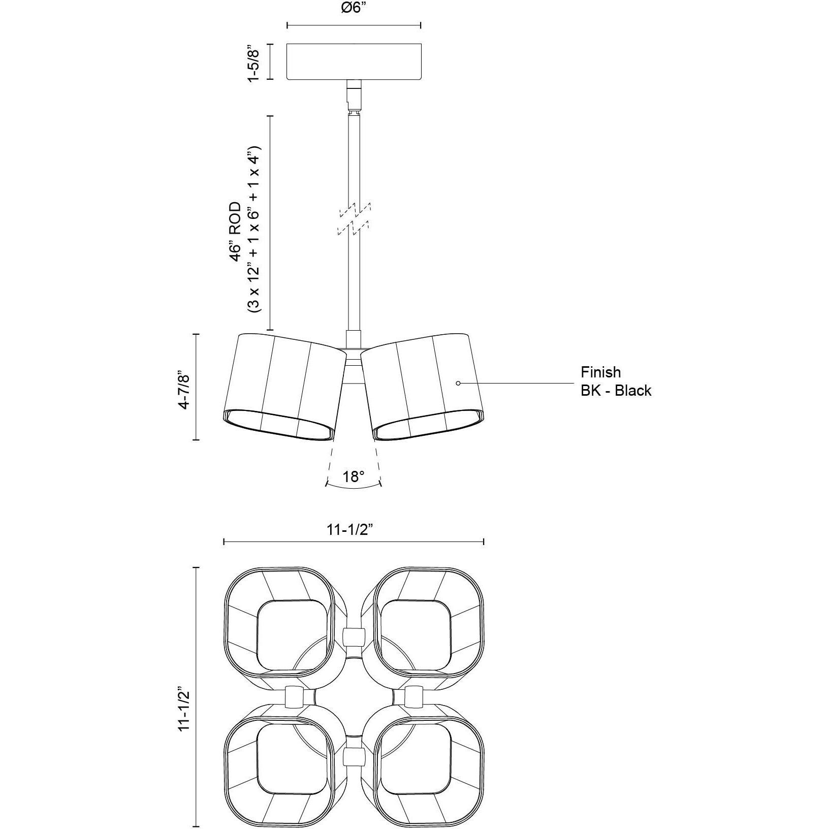 Arena LED 11.5 inch Black Pendant Ceiling Light
