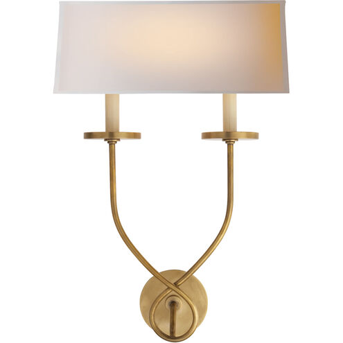 Chapman & Myers Symmetric Twist 2 Light 13.5 inch Antique-Burnished Brass Double Sconce Wall Light in Natural Paper