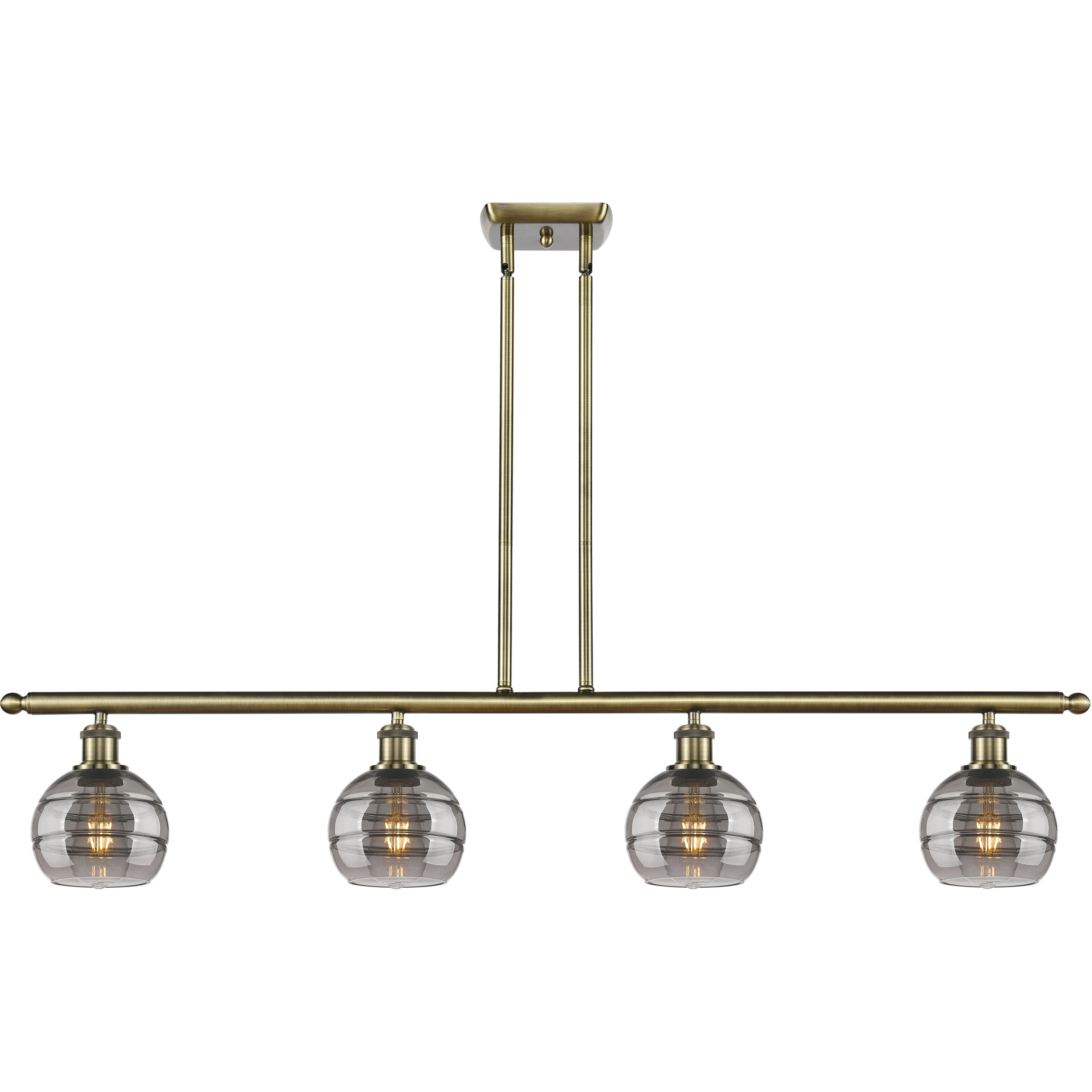 Ballston Rochester 4 Light 48 inch Antique Brass Stem Hung Island Light Ceiling Light
