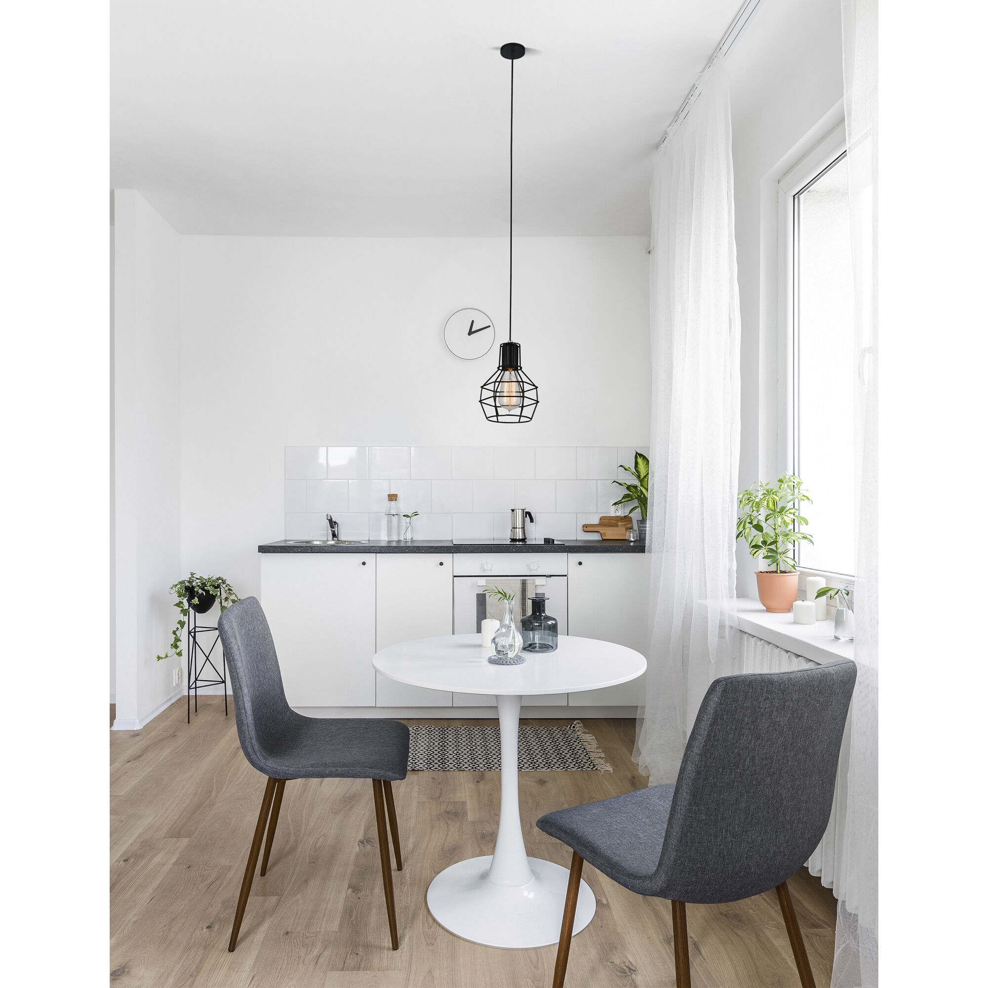 Secure 1 Light 6 inch Black Down Mini Pendant Ceiling Light