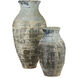 Lipari Antique White and Blue Drip Outdoor Urn, Extra Large