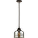 Nouveau 2 Bell 1 Light 8 inch Oil Rubbed Bronze Mini Pendant Ceiling Light in Incandescent, Silver Plated Mercury
