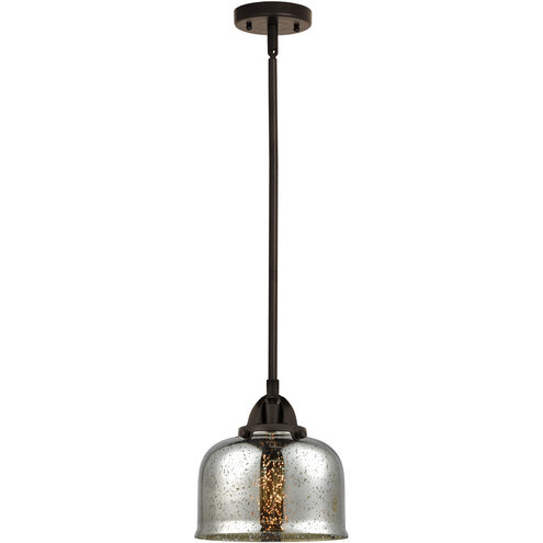 Nouveau 2 Bell 1 Light 8 inch Oil Rubbed Bronze Mini Pendant Ceiling Light in Incandescent, Silver Plated Mercury
