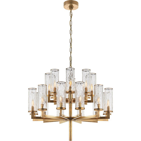 Kelly Wearstler Liaison 20 Light 34 inch Antique-Burnished Brass Double Tier Chandelier Ceiling Light in Crackle Glass