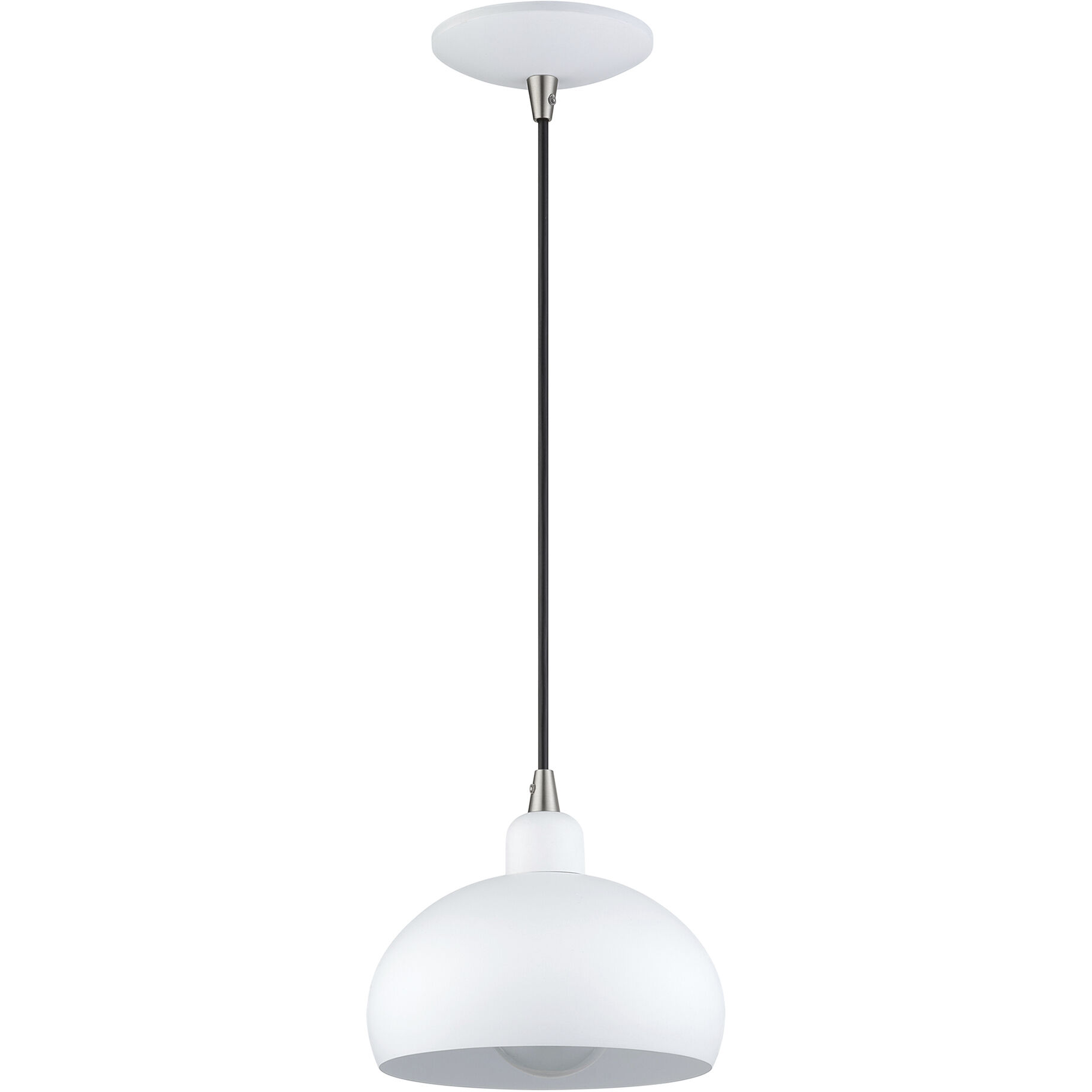 Domma 1 Light 8 inch White with Brushed Nickel Accents Mini Pendant Ceiling Light