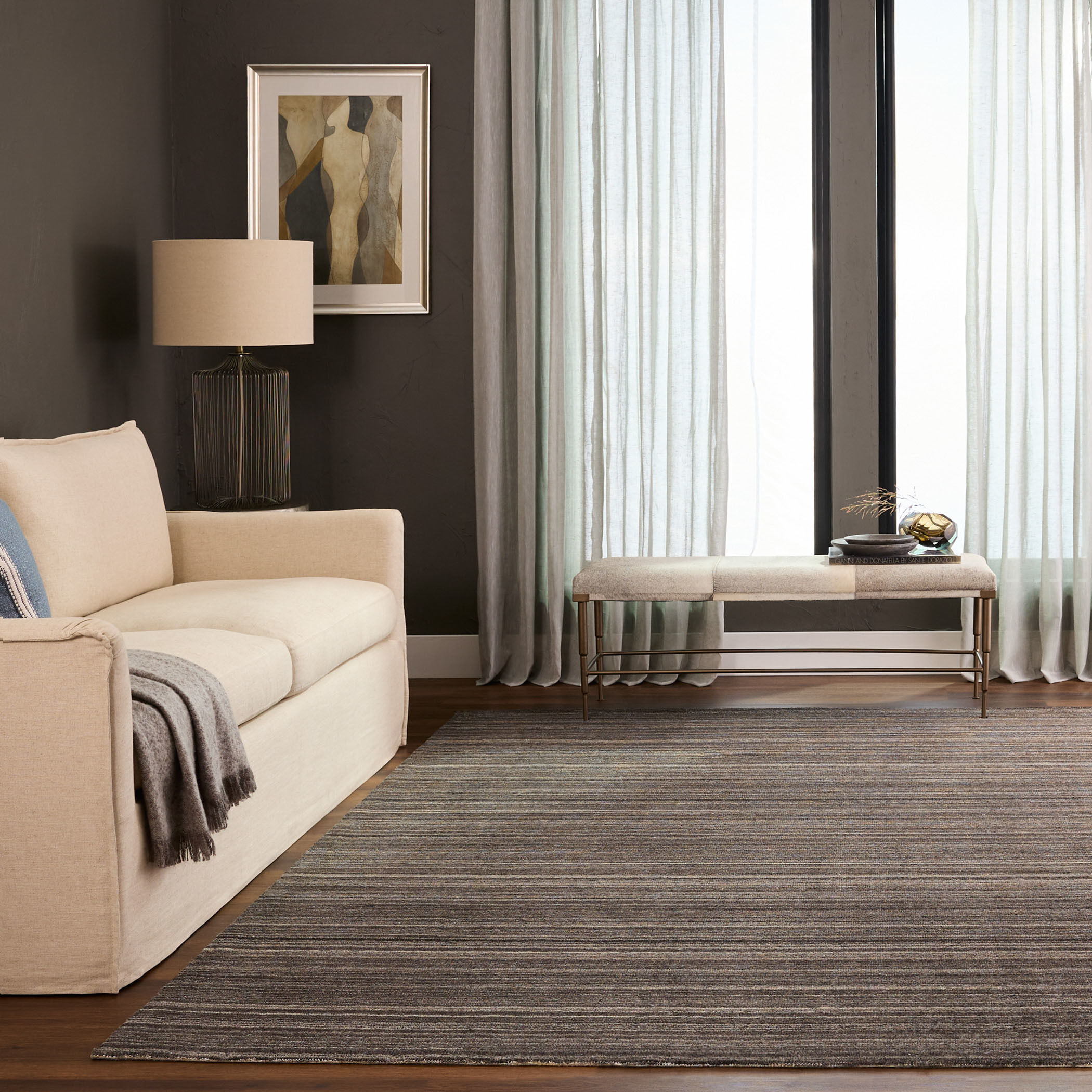 Riya 130 X 94 inch Dark Grey Rug in 8 x 11