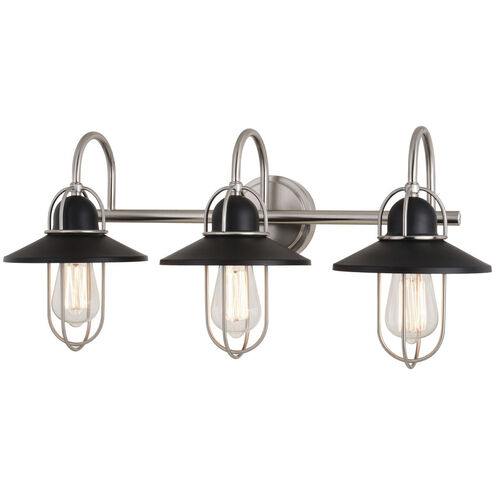 Galena LED 25.25 inch Matte Black and Satin Nickel Bathroom Light Wall Light in 3