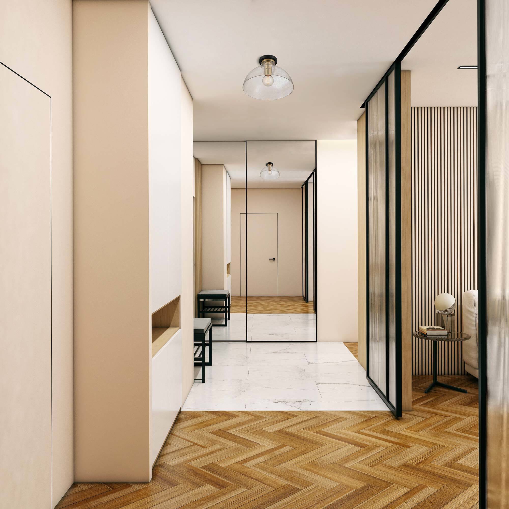 Nova 1 Light 14 inch Matte Black Semi-Flush Mount Ceiling Light