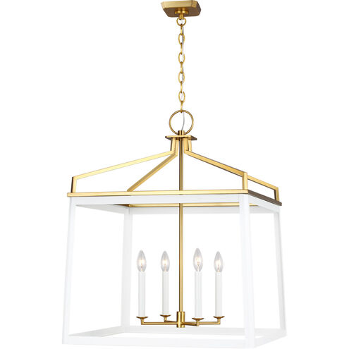 C&M by Chapman & Myers Carlow 4 Light 24 inch Matte White Chandelier Ceiling Light in Matte White / Burnished Brass
