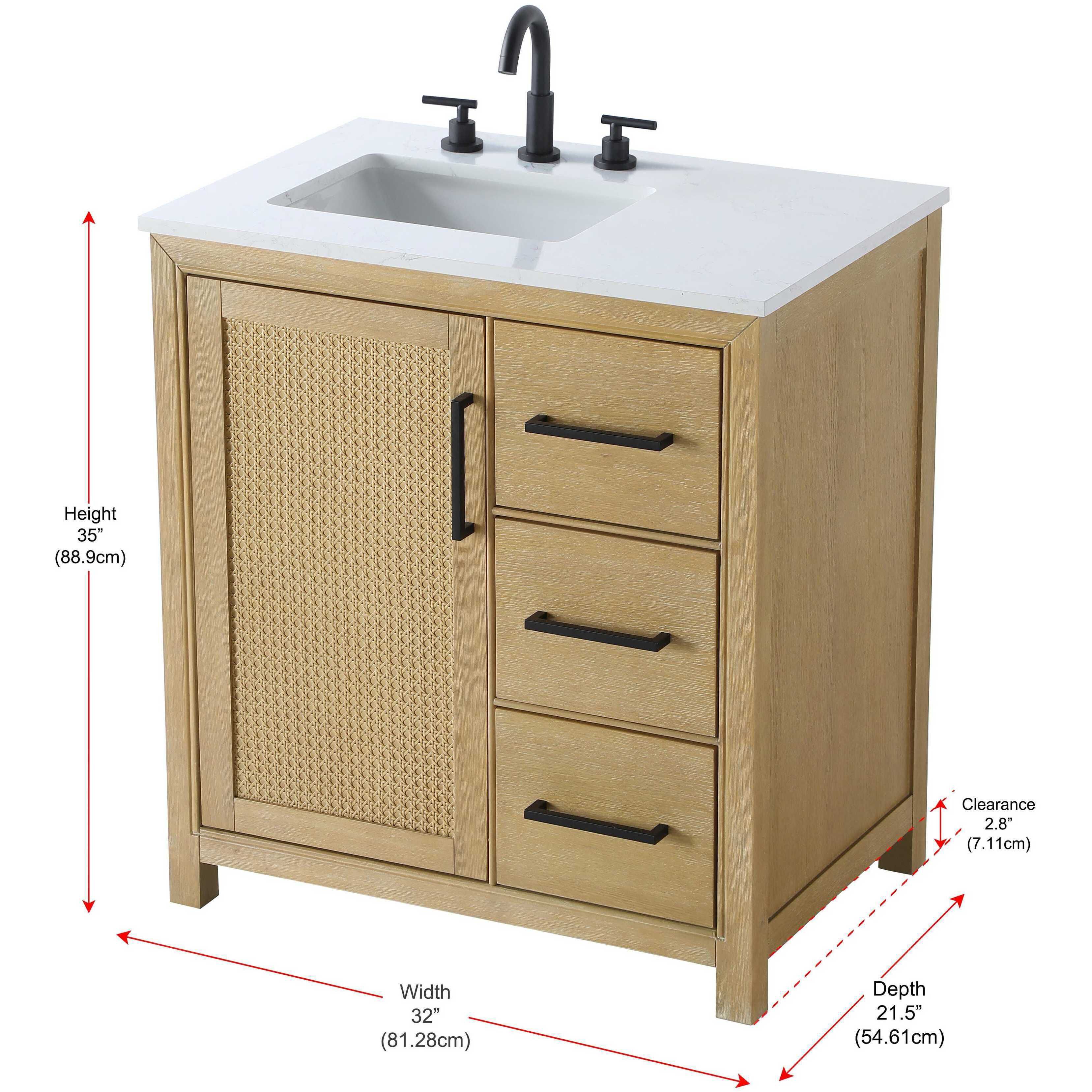Alina 32 X 34 inch Linen Oak Bathroom Vanity Cabinet