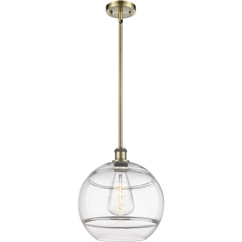 Ballston Rochester 1 Light 12 inch Antique Brass Stem Hung Mini Pendant Ceiling Light