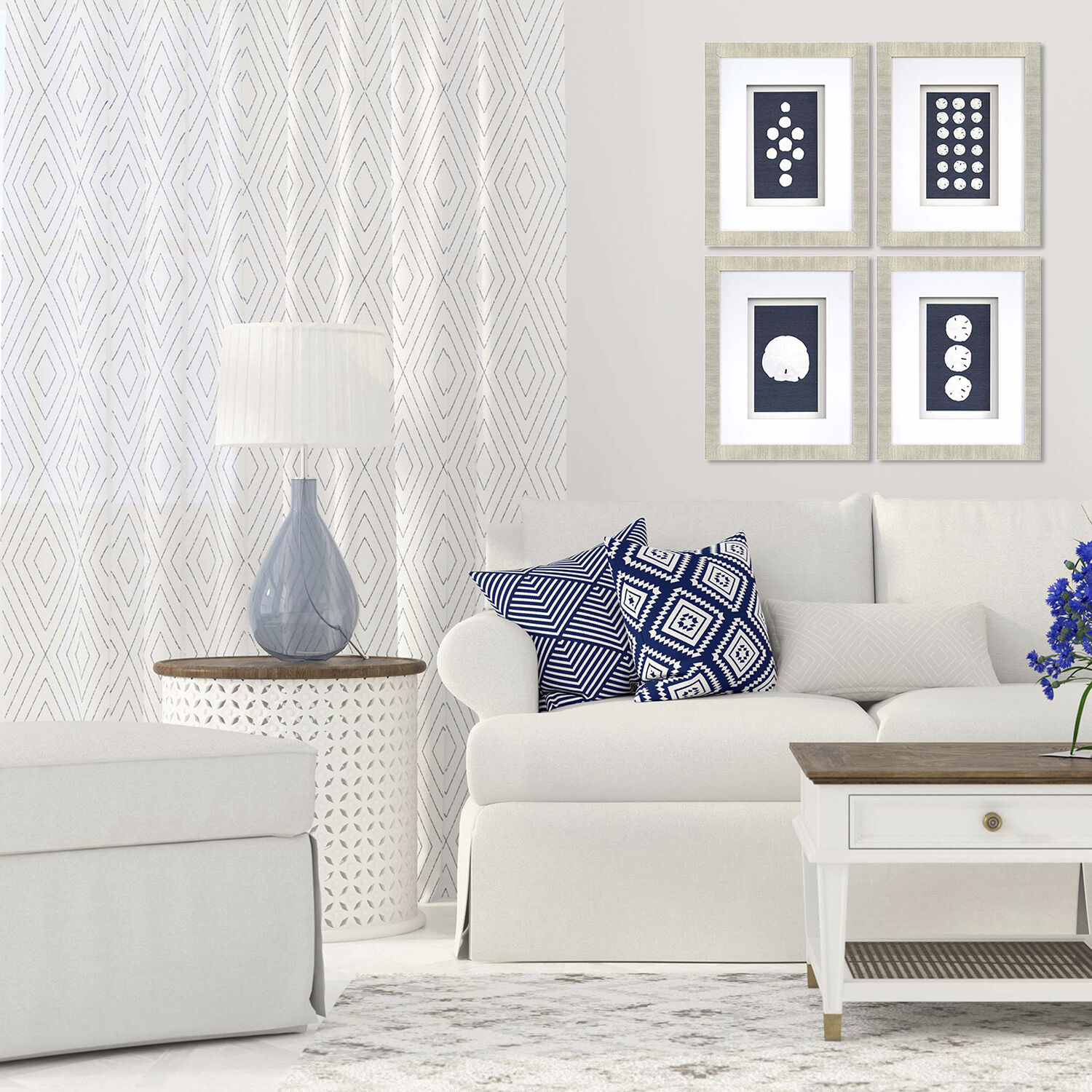 Naturals Blue and White Framed Art