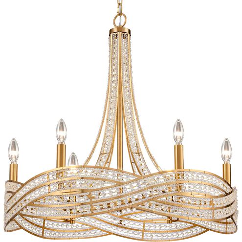 Anastasia 6 Light 27 inch Lacquered Gold Chandelier Ceiling Light
