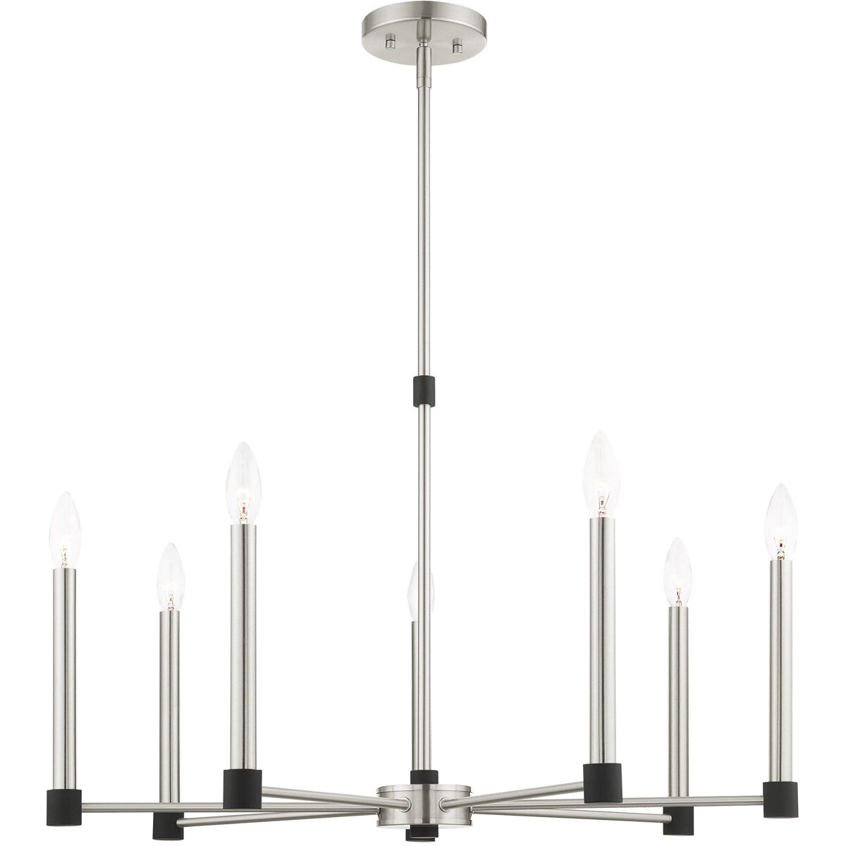 Karlstad 7 Light 28 inch Brushed Nickel with Satin Brass Accents Chandelier Ceiling Light