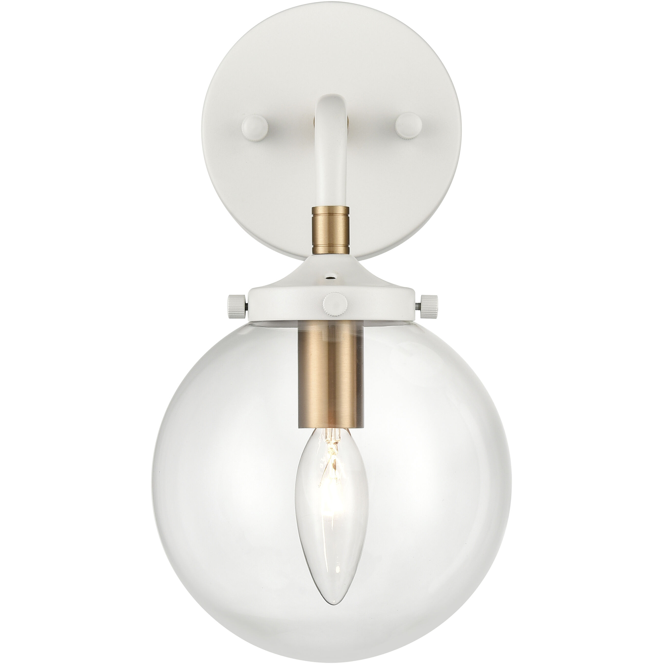 Boudreaux Sconce Wall Light in Matte White with Satin Brass