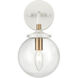 Boudreaux Sconce Wall Light in Matte White with Satin Brass