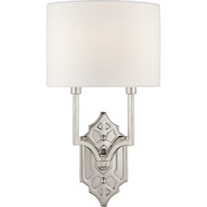 Thomas O'Brien Silhouette 2 Light 8.75 inch Polished Nickel Fretwork Sconce Wall Light in Linen