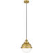 Edison Hampden 1 Light 9 inch Brushed Brass Mini Pendant Ceiling Light in Clear Glass