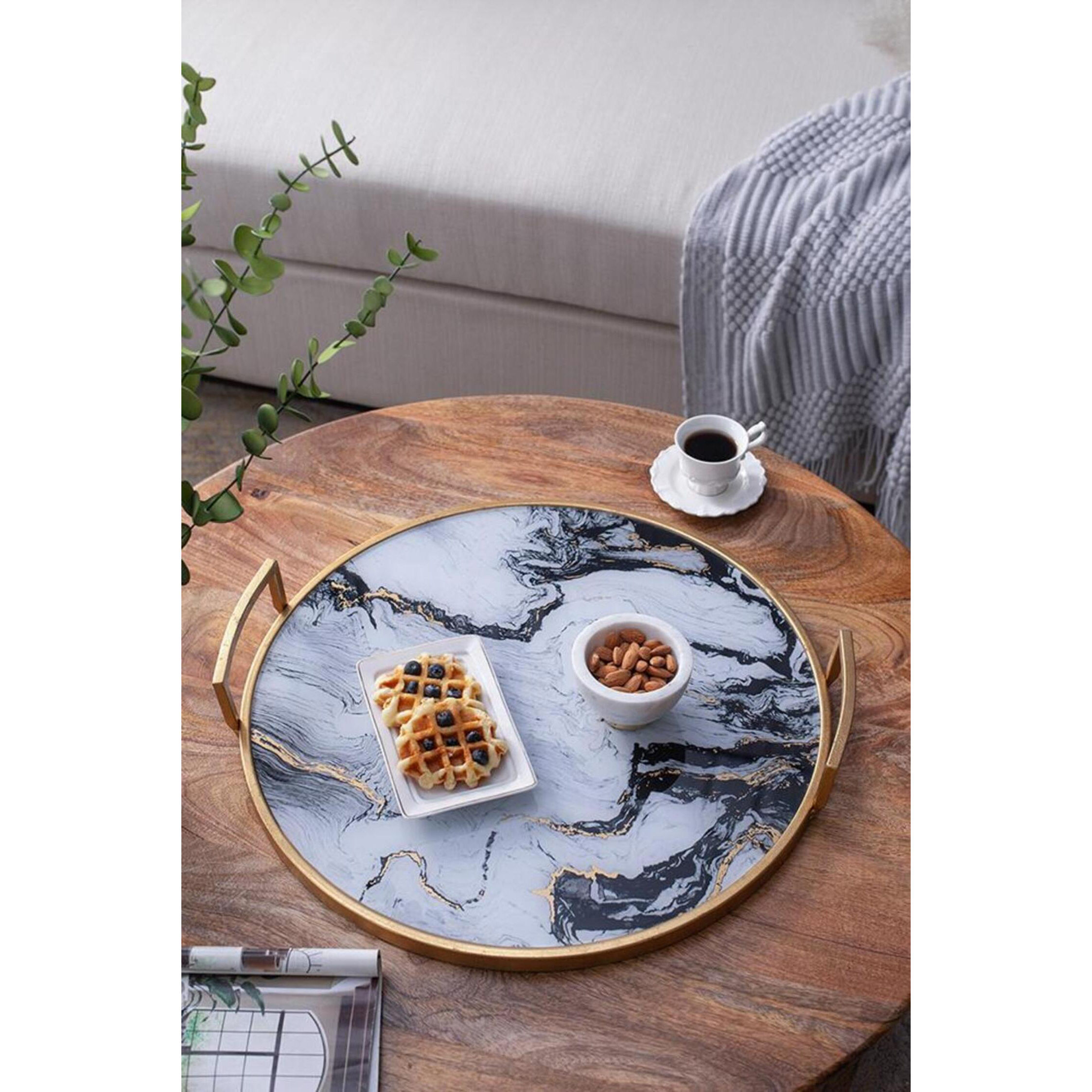 Anita Gold and Black Tray, Set of 2