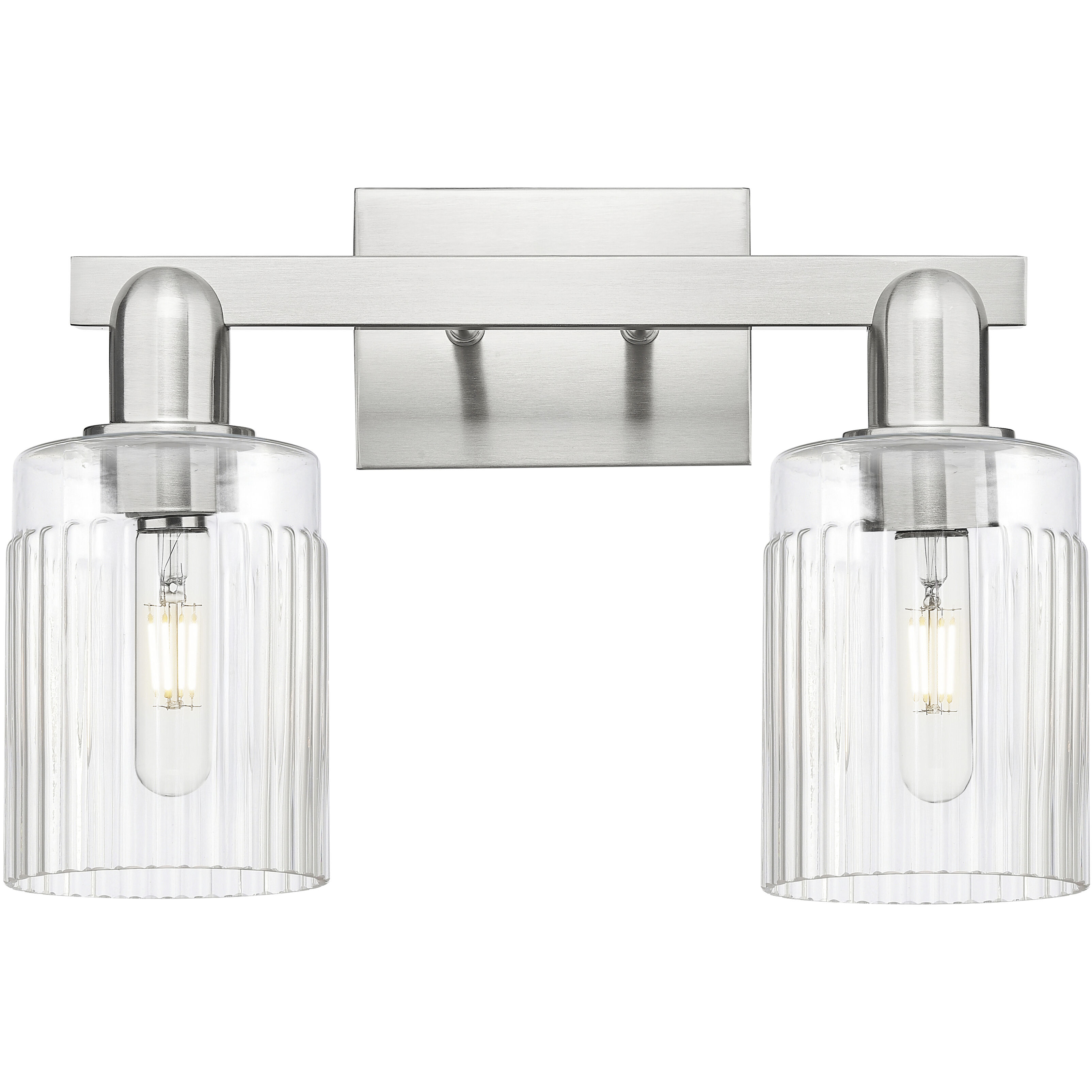 Arcadia Hadley 2 Light 15.5 inch Brushed Satin Nickel Bath Vanity Light Wall Light in Clear