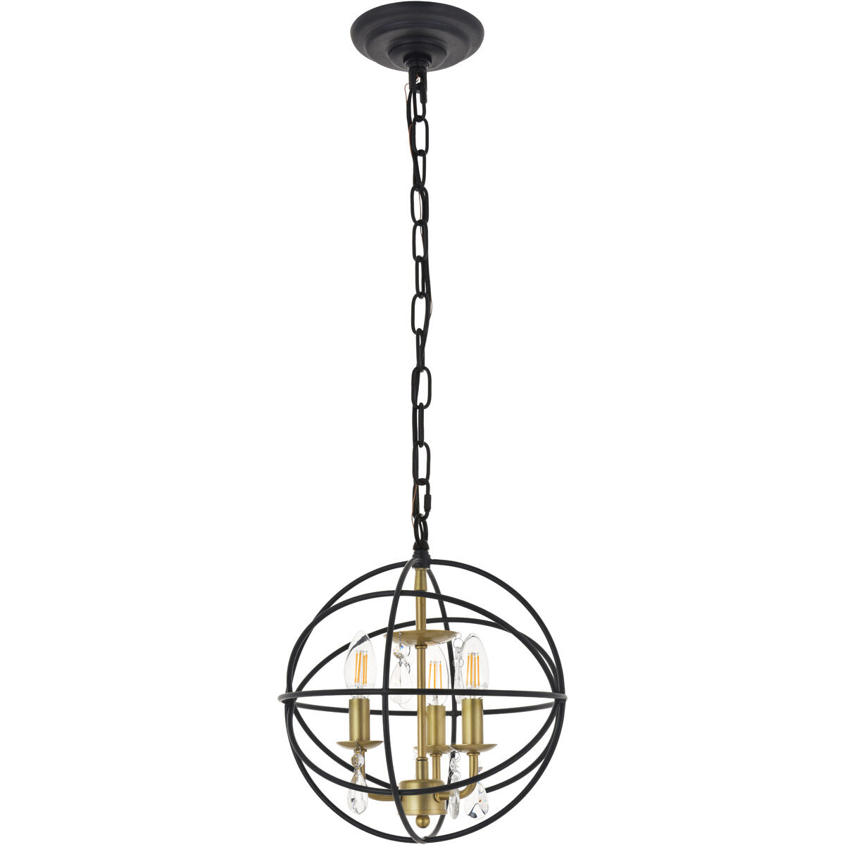 Wallace 3 Light 12 inch Matte Black and Brass Pendant Ceiling Light