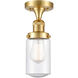 Franklin Restoration Dover 1 Light 5 inch Satin Gold Semi-Flush Mount Ceiling Light in Seedy Glass, Franklin Restoration