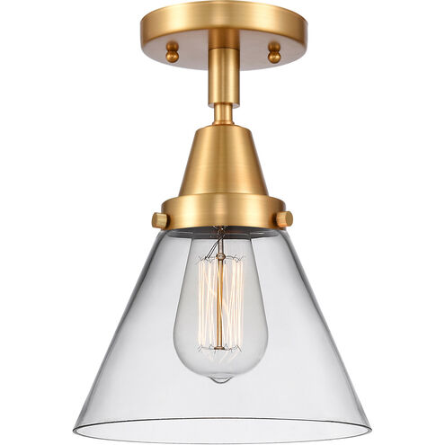 Franklin Restoration Large Cone 1 Light 8 inch Satin Gold Flush Mount Ceiling Light in Clear Glass
