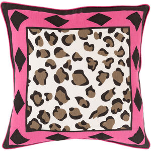 Josephine 18 inch Dark Brown, Black, Ivory, Bright Pink Pillow Kit