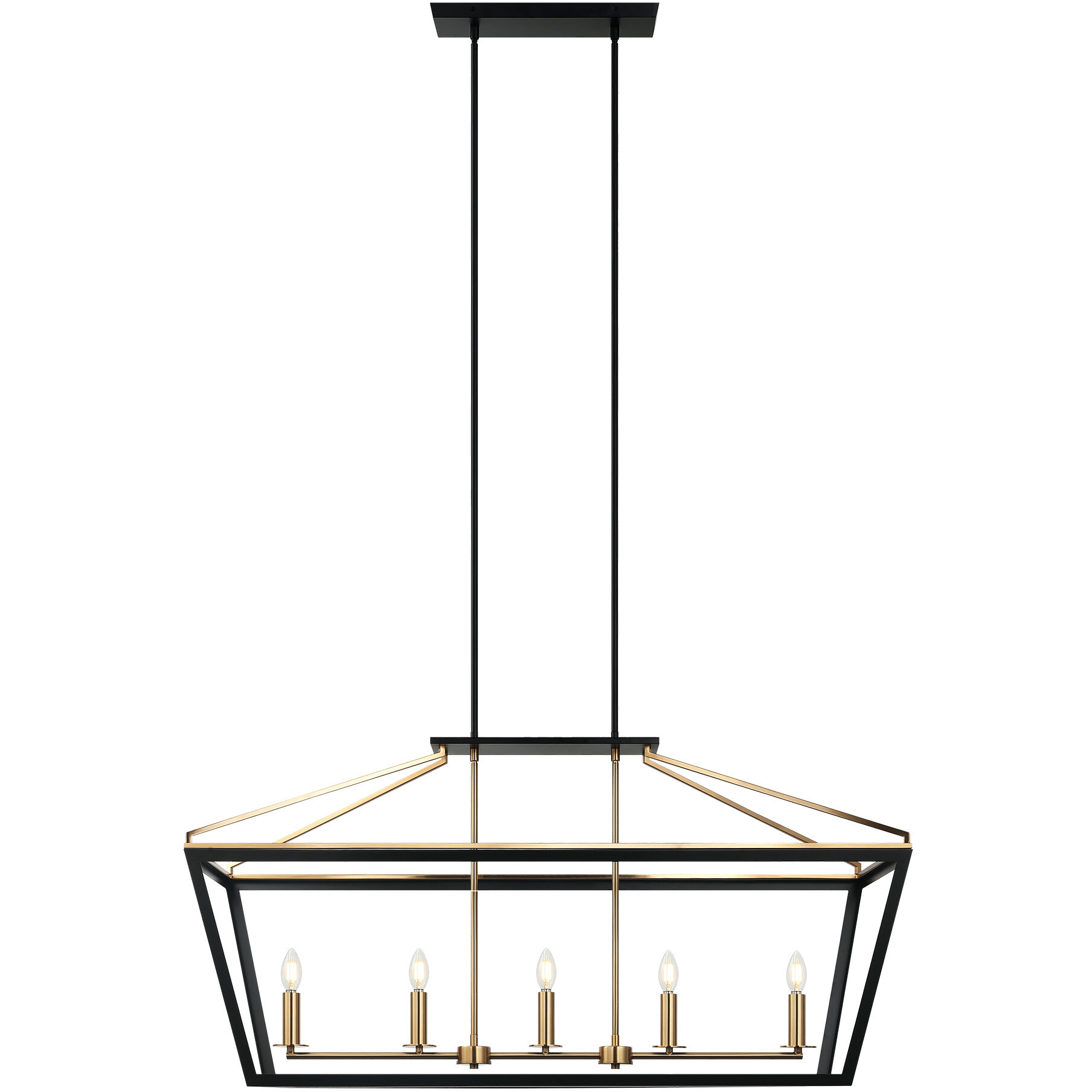 Mavonshire 5 Light 46.5 inch Black and Aged Gold Brass Chandelier Ceiling Light