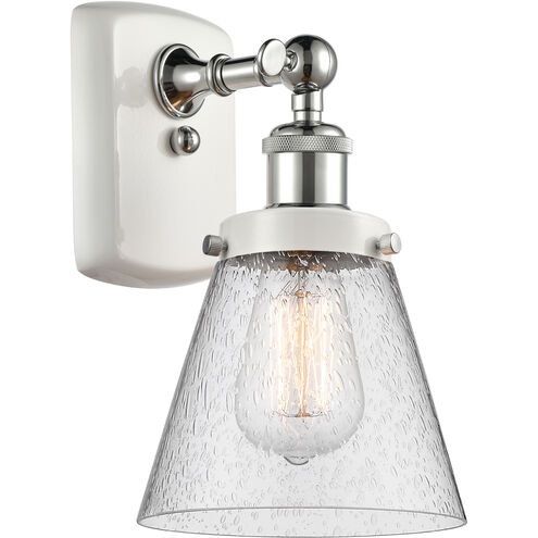 Ballston Small Cone 1 Light 6 inch White and Polished Chrome Sconce Wall Light in Seedy Glass