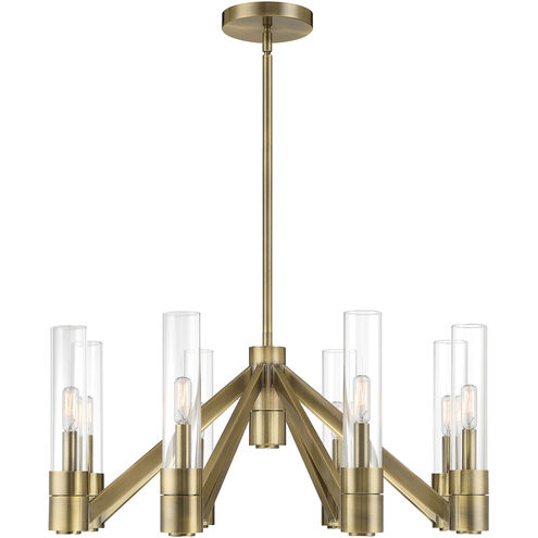 Rohe 8 Light 28 inch Oxidized Brass with Clear Chandelier Ceiling Light in Antique Brass