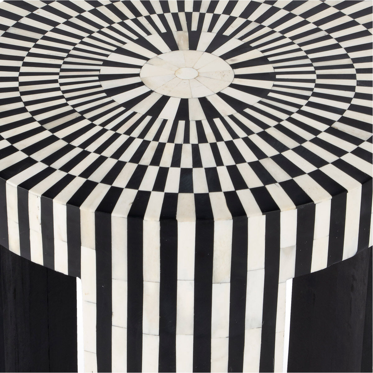 Rimma Bone Inlay Side Table in Black and White