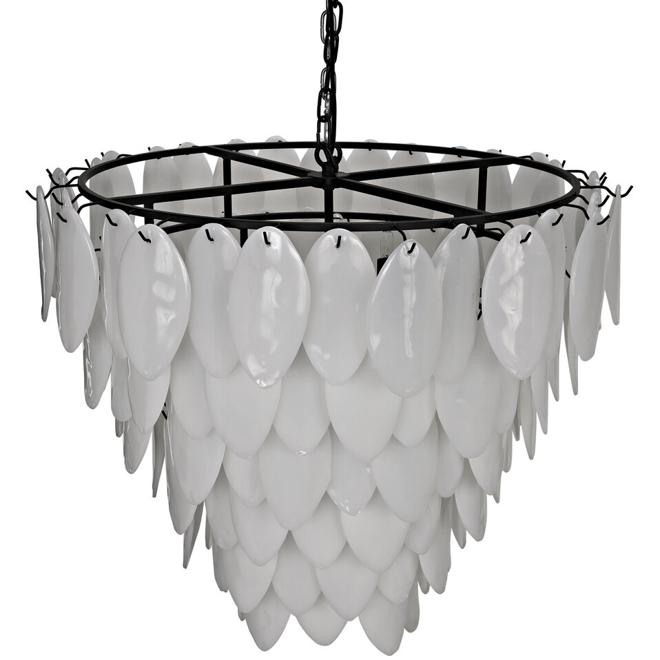 Lotus 8 Light 33 inch Matte Black Chandelier Ceiling Light, Extra Large