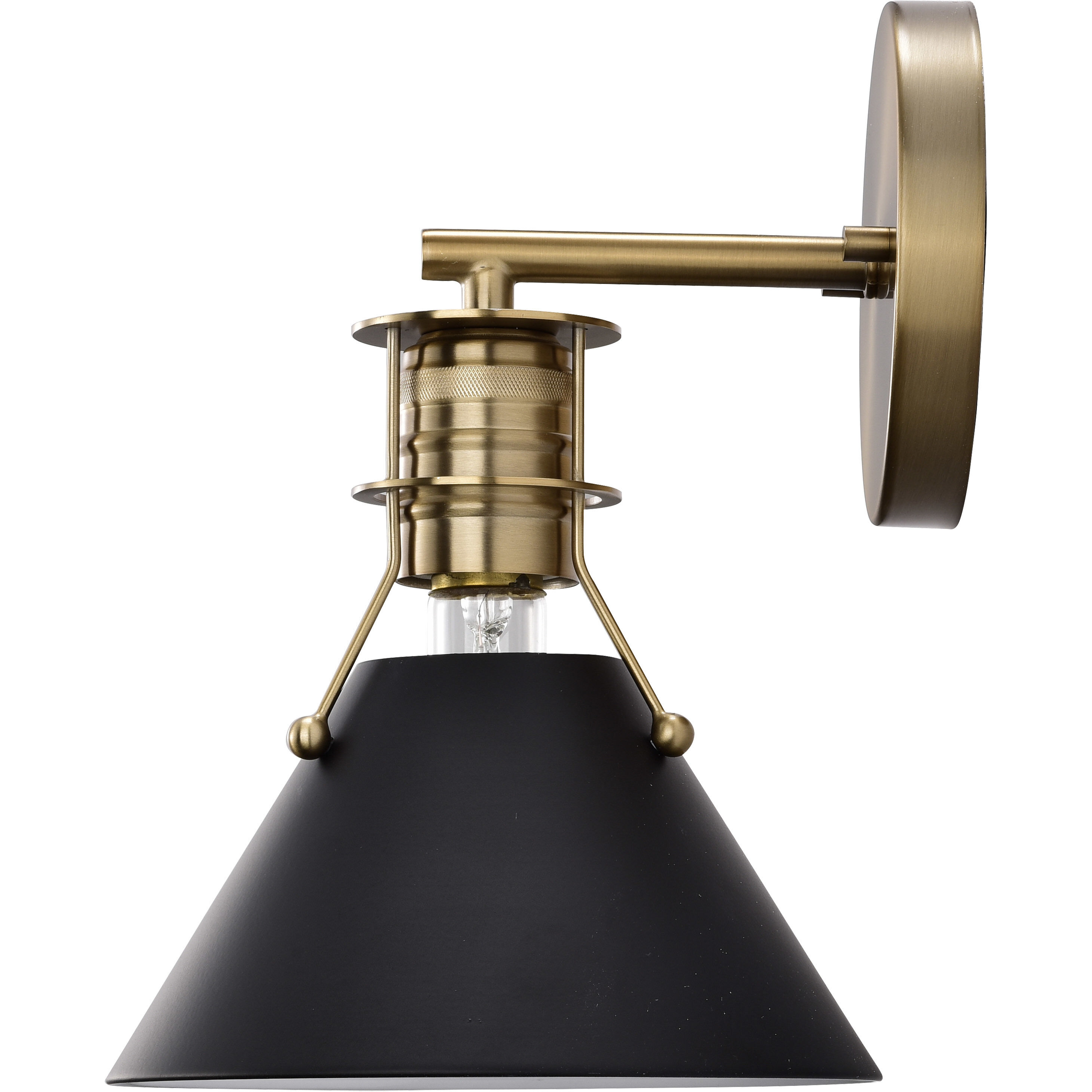 Outpost 1 Light 7 inch Matte Black/Burnished Brass Bathroom Vanity Lights Wall Light