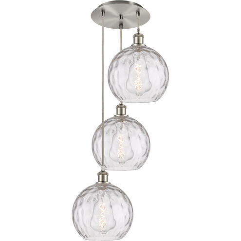 Ballston Athens Water Glass 3 Light 17 inch Brushed Satin Nickel Multi-Pendant Ceiling Light